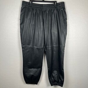 Halogen Faux‎ Leather Joggers Elastic Waist Pull On Pants Black XL